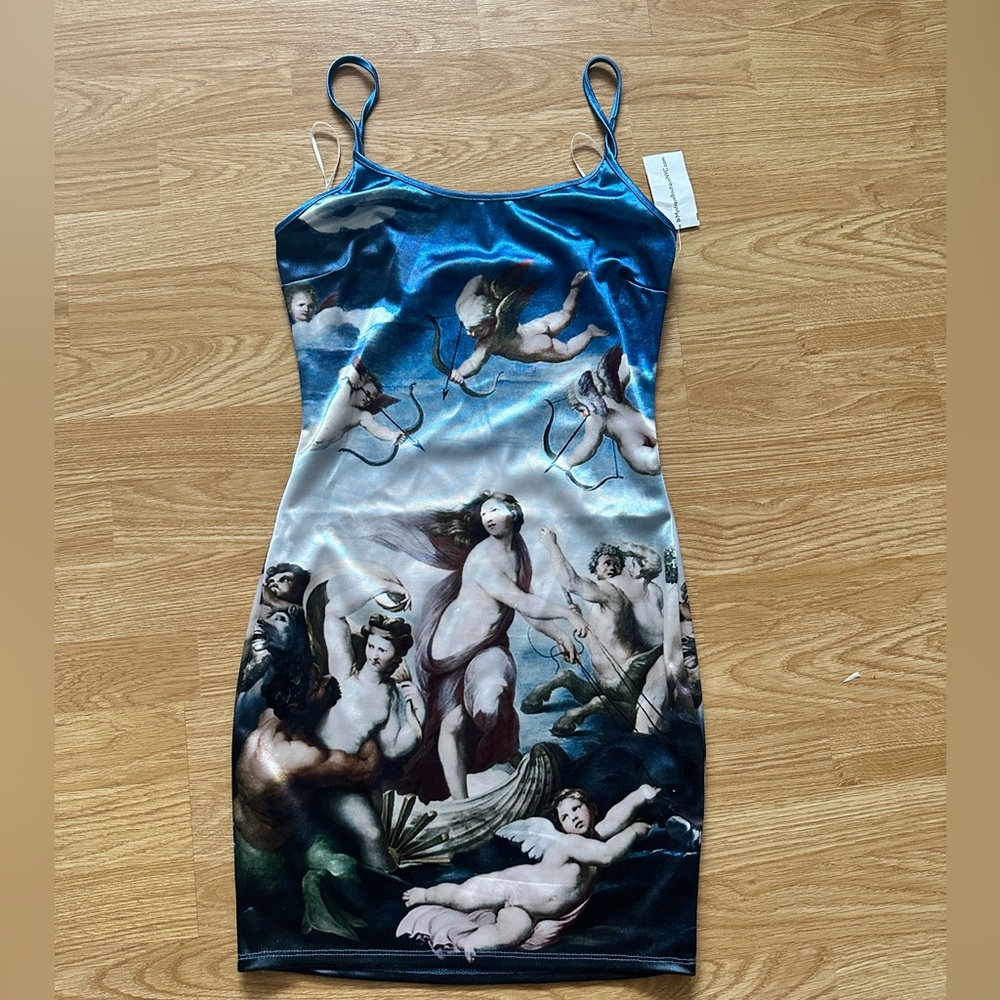 NWT cherub printed mini dress